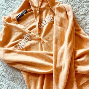 aeropostale peach and white button up crewneck